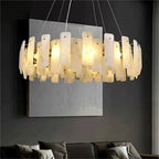 Dien Alabaster Round Chandelier-chandeliers for dining room,chandeliers for stairways,chandeliers for foyer,chandeliers for bedrooms,chandeliers for kitchen,chandeliers for living room-Manorlights