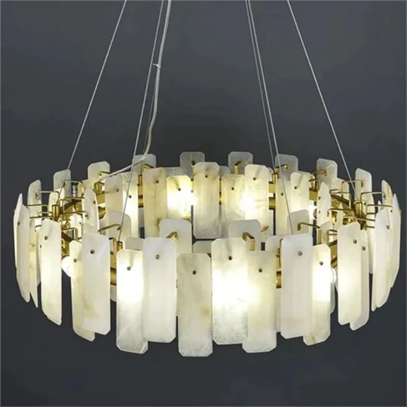 Dien Alabaster Round Chandelier-chandeliers for dining room,chandeliers for stairways,chandeliers for foyer,chandeliers for bedrooms,chandeliers for kitchen,chandeliers for living room-Manorlights