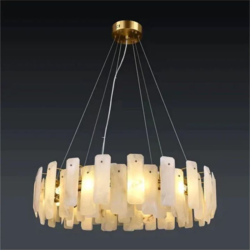 Dien Alabaster Round Chandelier-chandeliers for dining room,chandeliers for stairways,chandeliers for foyer,chandeliers for bedrooms,chandeliers for kitchen,chandeliers for living room-Manorlights