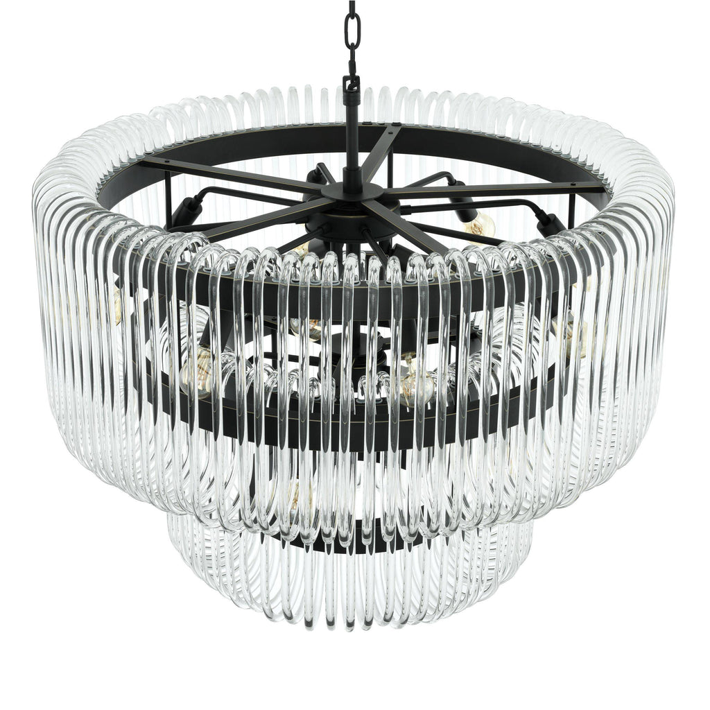 Sutton House Modern Glass Chandelier - Bronze