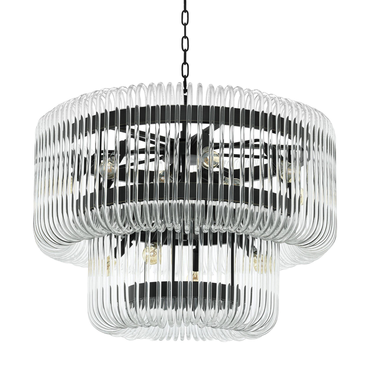 Sutton House Modern Glass Chandelier - Bronze