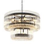 Sutton House Modern Glass Chandelier - Bronze