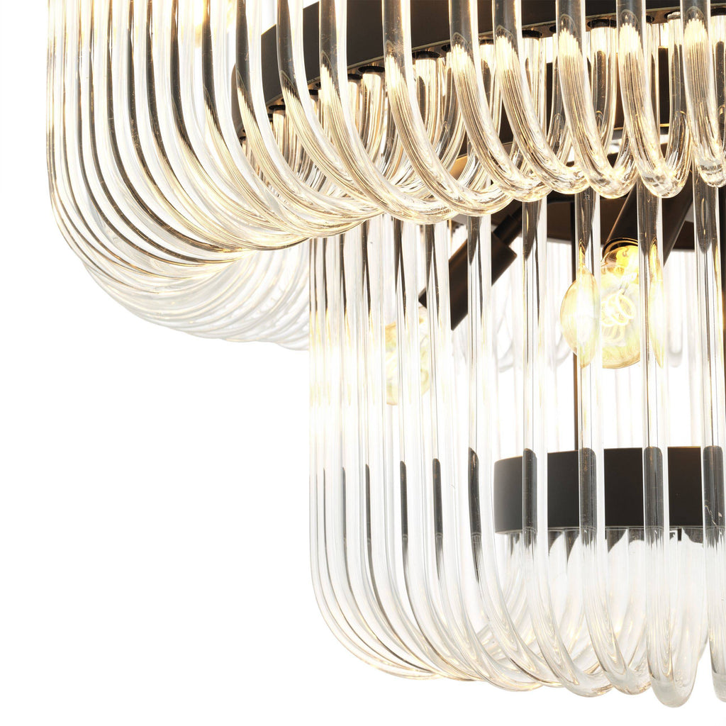 Sutton House Modern Glass Chandelier - Bronze