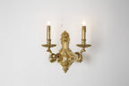 2 Lights European Style Retro Candle Style Bedside Wall Lamp Brass Wall Sconce-壁灯-Manorlights