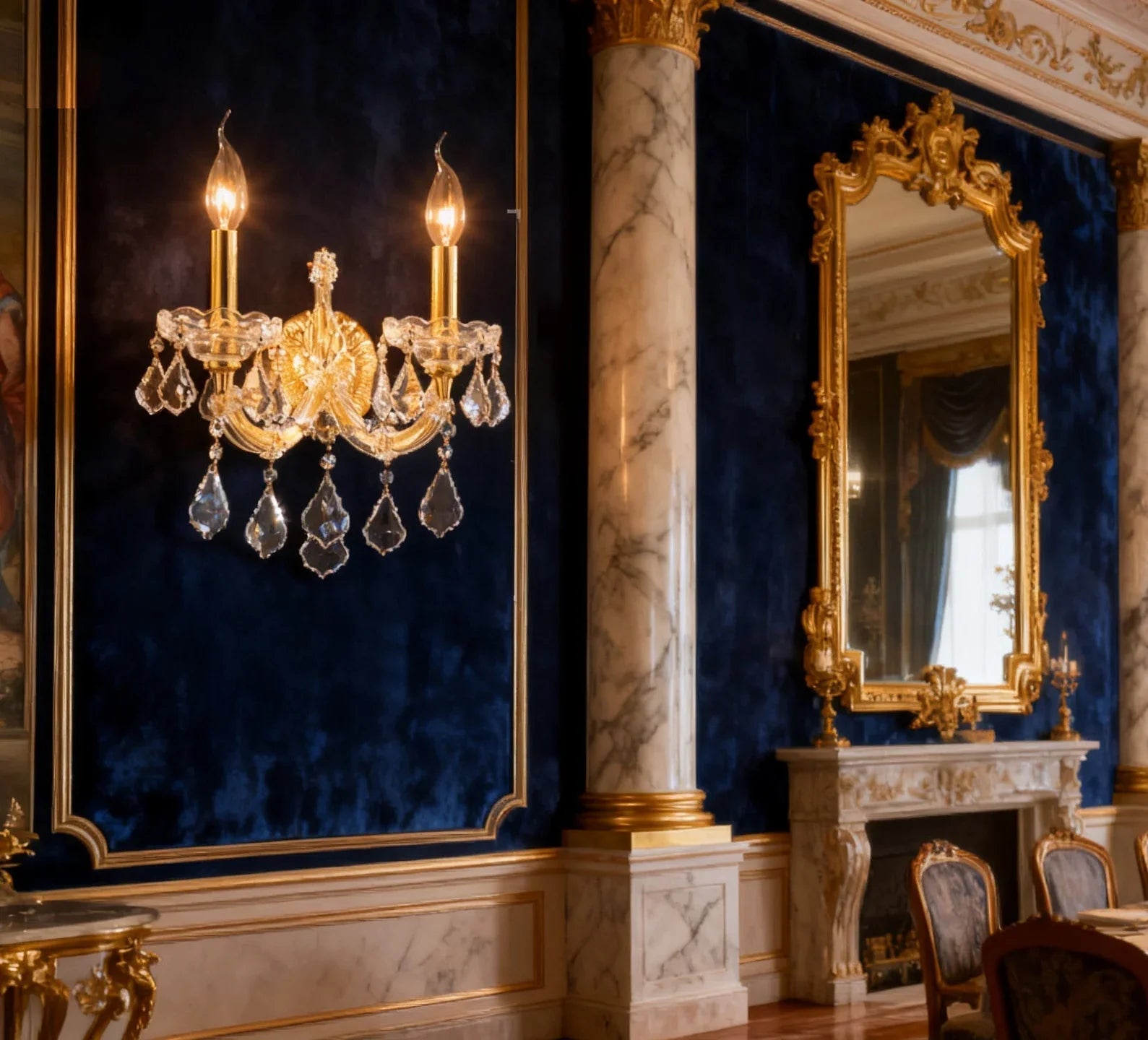 2 Lights Crystal Wall Sconce Maria Theresa Wall Lamp-壁灯-Manorlights
