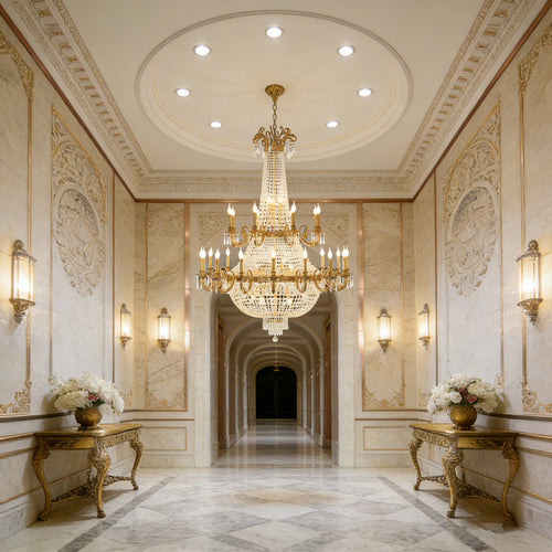 51X71 Inch Big French Empire Brass Crystal Chandelier for Foyer-大吊灯-Manorlights