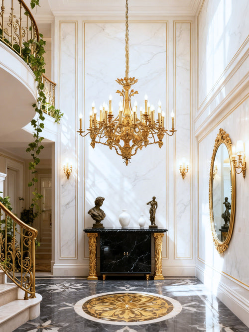 47X39 Inch 36 Lights Baroque Style Antique Brass Chandelier-大吊灯-Manorlights