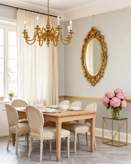 35X18 Inch 8 Lights Vintage French Gold Brass Chandelier for Master Bedroom-铜灯-Manorlights