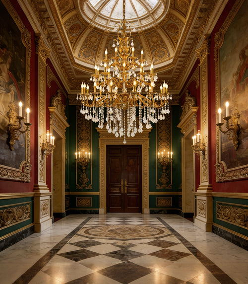 51X68 Inch 30 Lights Tiered Brass and Crystal Chandelier for Foyer-大吊灯-Manorlights