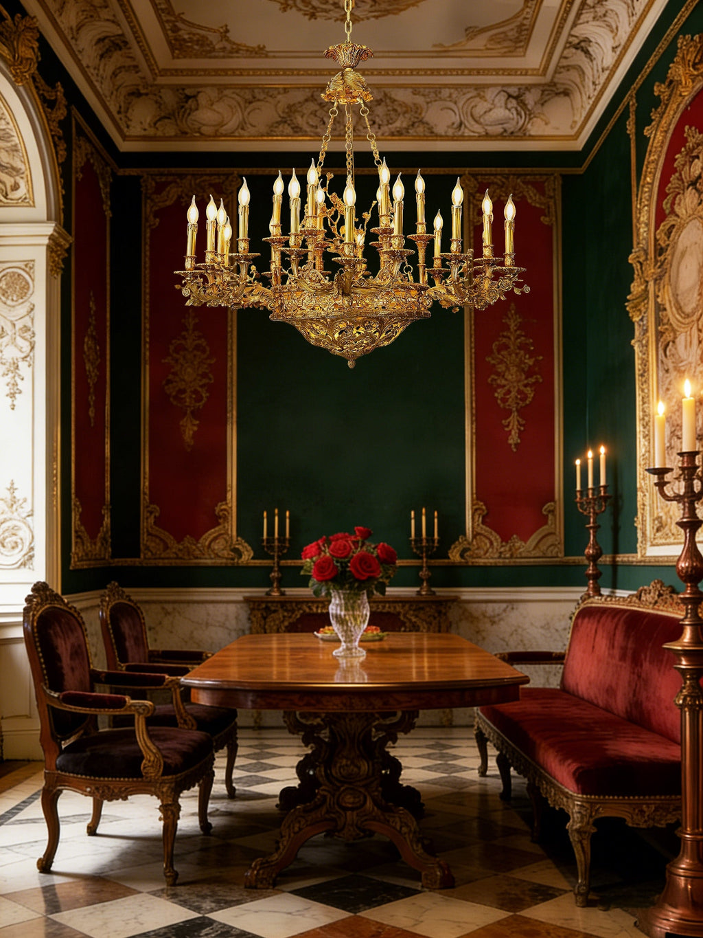 47X43 Inch Baroque Style Antique French Palace Copper Chandelier-大吊灯-Manorlights