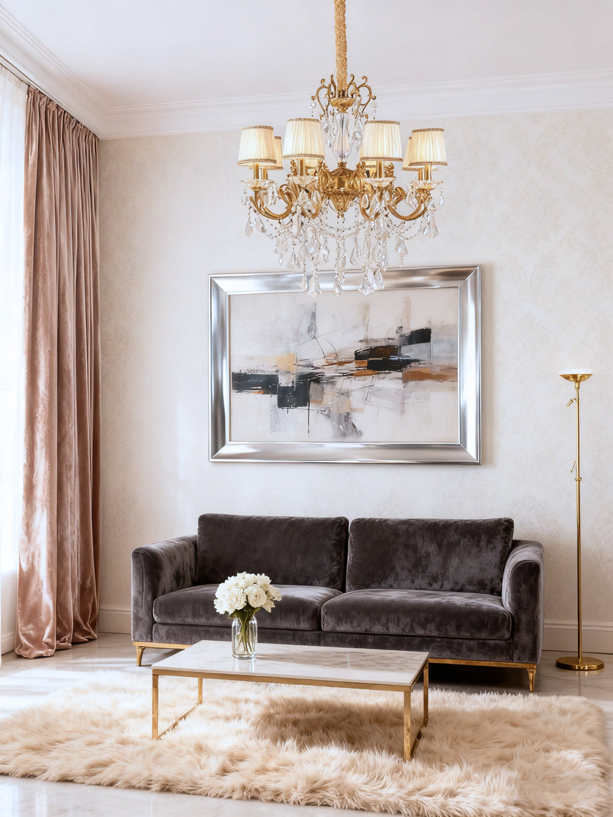 Statement 31X30 Inch 8-Light Candle Style Antique Brass Crystal Chandelier – Perfect for Dining Room Living Room Entryway-铜灯-Manorlights