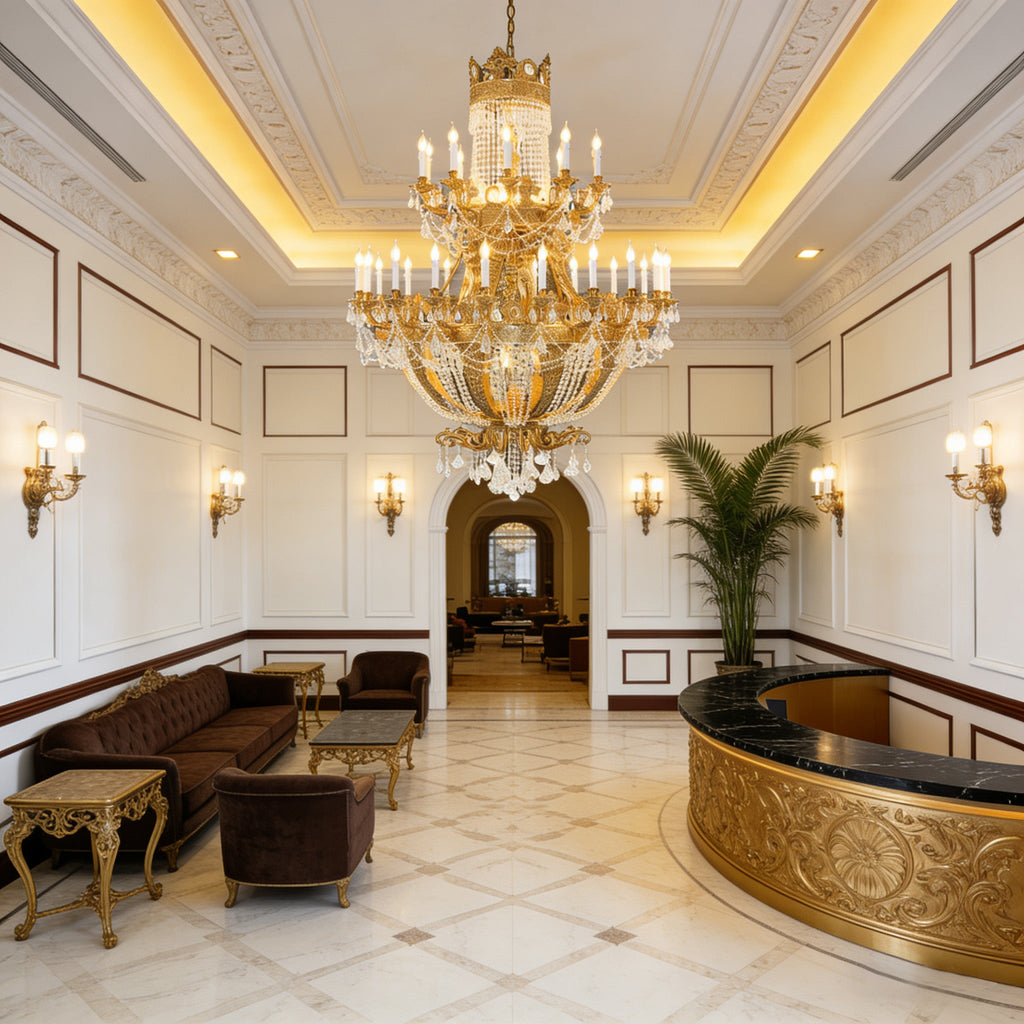 51X67 Inch 42 Lights Big French Empire Brass and Crystal Chandelier for Foyer-大吊灯-Manorlights