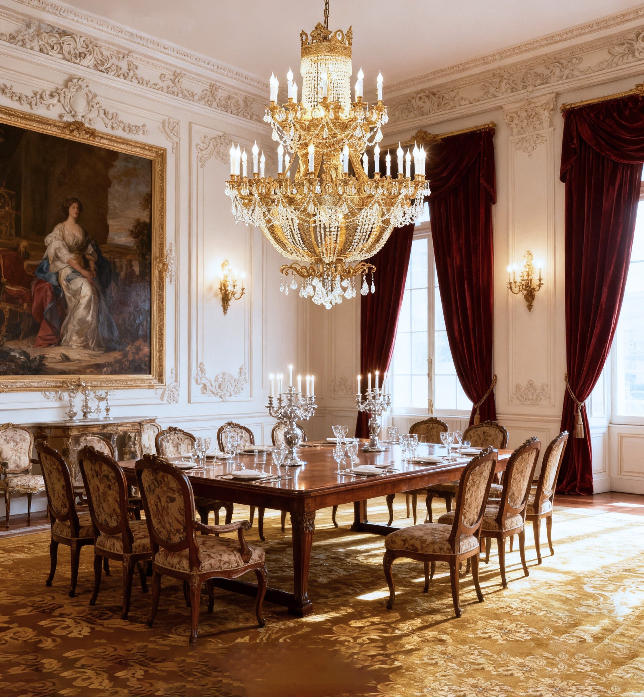 51X67 Inch 42 Lights Big French Empire Brass and Crystal Chandelier for Foyer-大吊灯-Manorlights