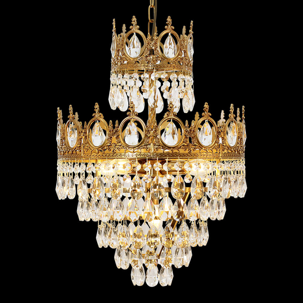 15 Inch Small Crystal Light French Empire Style Brass Crystal Chandelier-铜灯-Manorlights