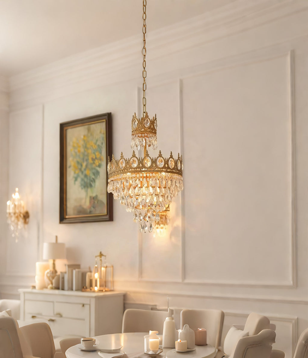 15 Inch Small Crystal Light French Empire Style Brass Crystal Chandelier-铜灯-Manorlights