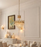 15 Inch Small Crystal Light French Empire Style Brass Crystal Chandelier-铜灯-Manorlights