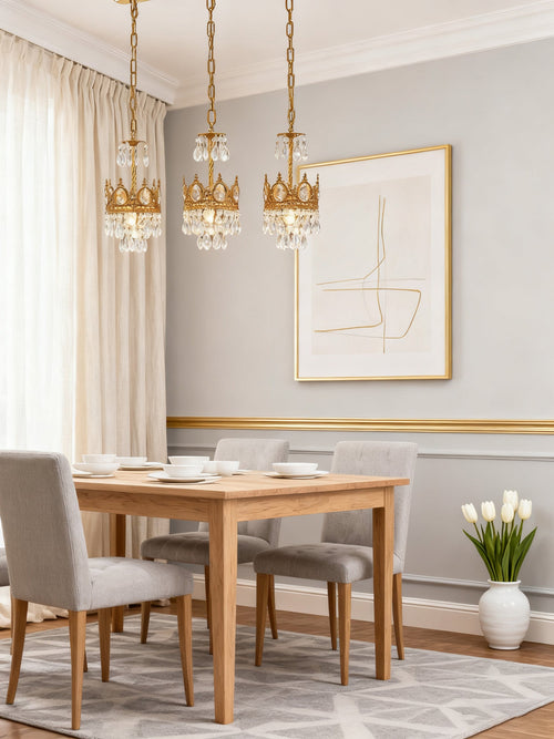 30 Inch Linear Chandelier Antique Copper and Crystal Kitchen Island Chandelier-铜灯-Manorlights