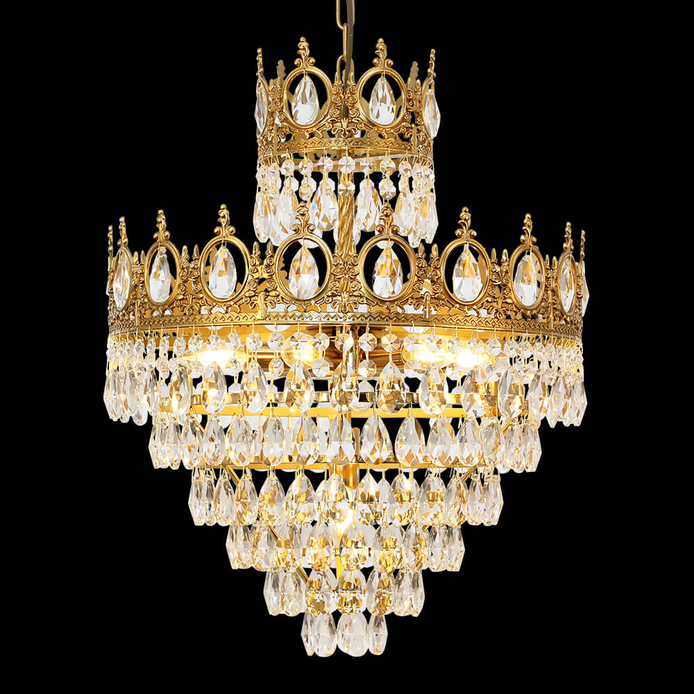 18 Inch Small Crystal Chandelier for Extrance Empire Style Brass Chandelier-铜灯-Manorlights