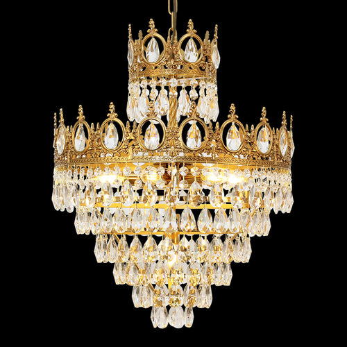 18 Inch Small Crystal Chandelier for Extrance Empire Style Brass Chandelier-铜灯-Manorlights