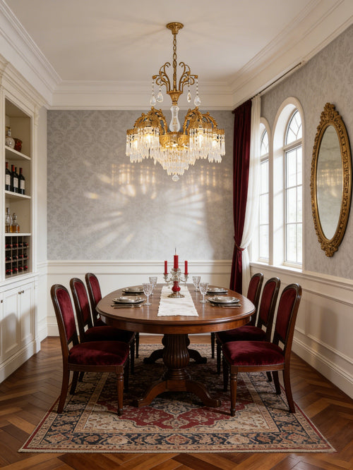 25.5 Inch Wide French Empire Style Brass Crystal Chandelier Gold Dining Room Chandelier-铜灯-Manorlights