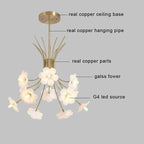 Yelis Modern Copper Glass Flower Chandelier - Manorlights