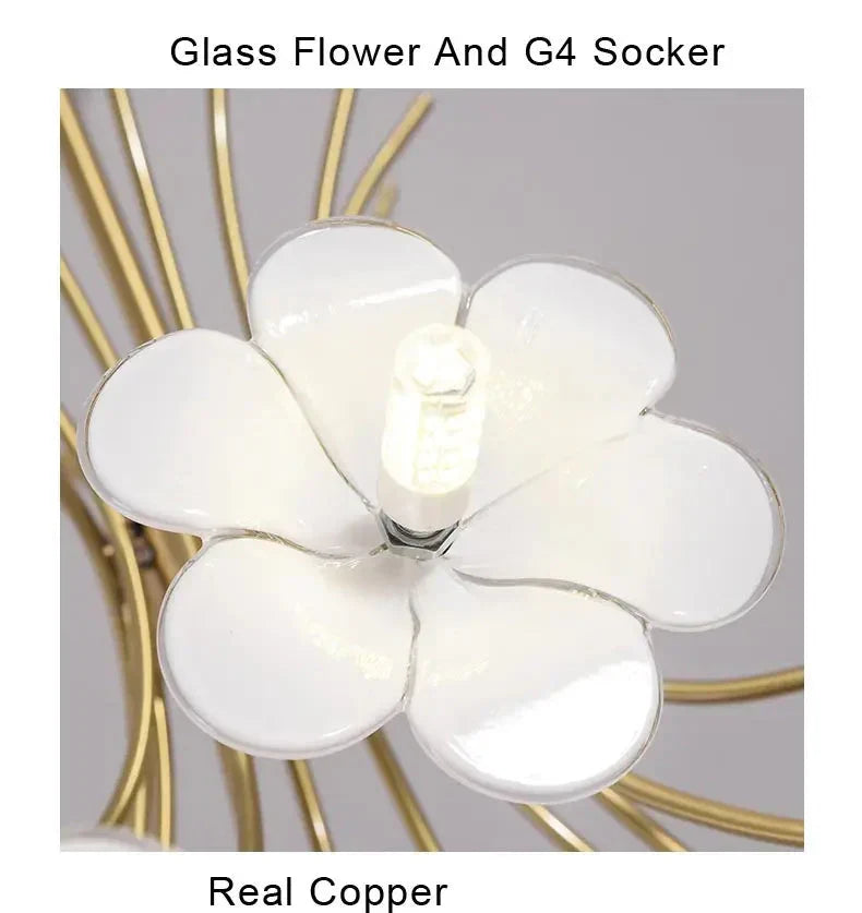 Yelis Modern Copper Glass Flower Chandelier - Manorlights