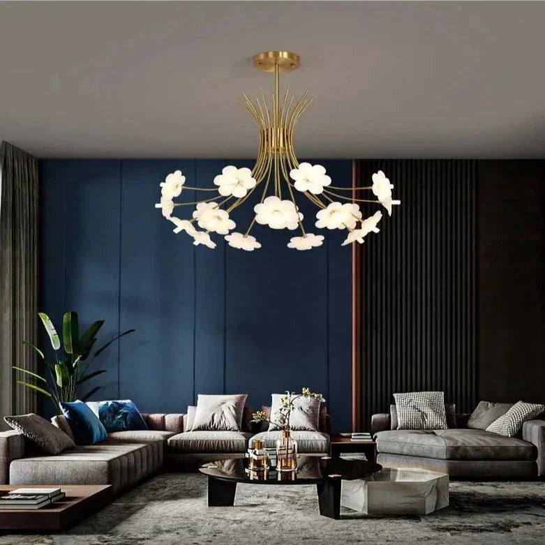 Yelis Modern Copper Glass Flower Chandelier - Manorlights