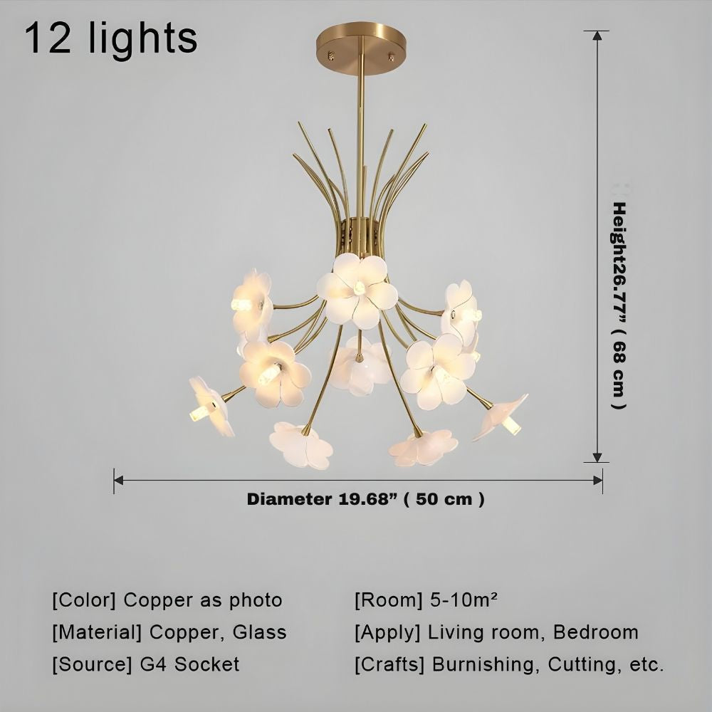 Yelis Modern Copper Glass Flower Chandelier - Manorlights