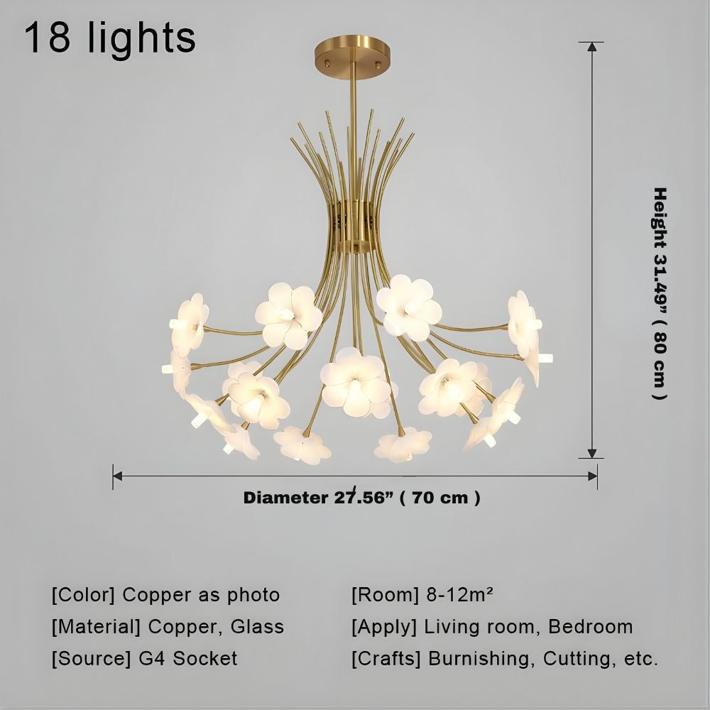 Yelis Modern Copper Glass Flower Chandelier - Manorlights