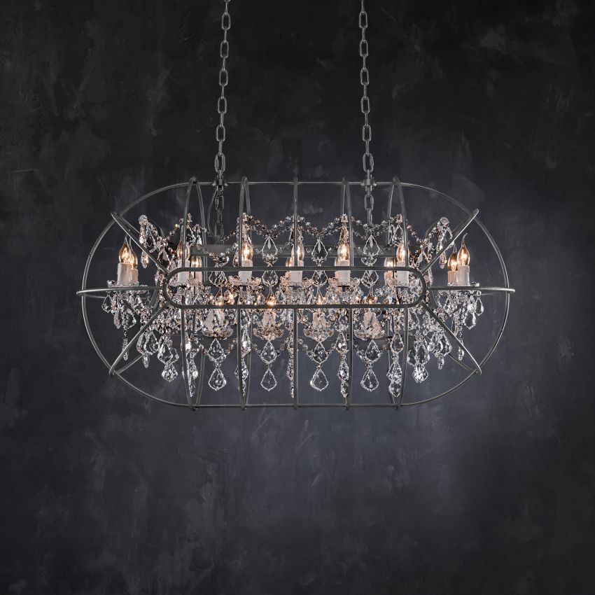 Zoraida Crystal Rectangular Chandelier-Chandelier-Manorlights