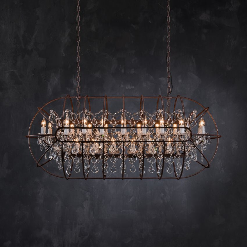 Zoraida Crystal Rectangular Chandelier-Chandelier-Manorlights