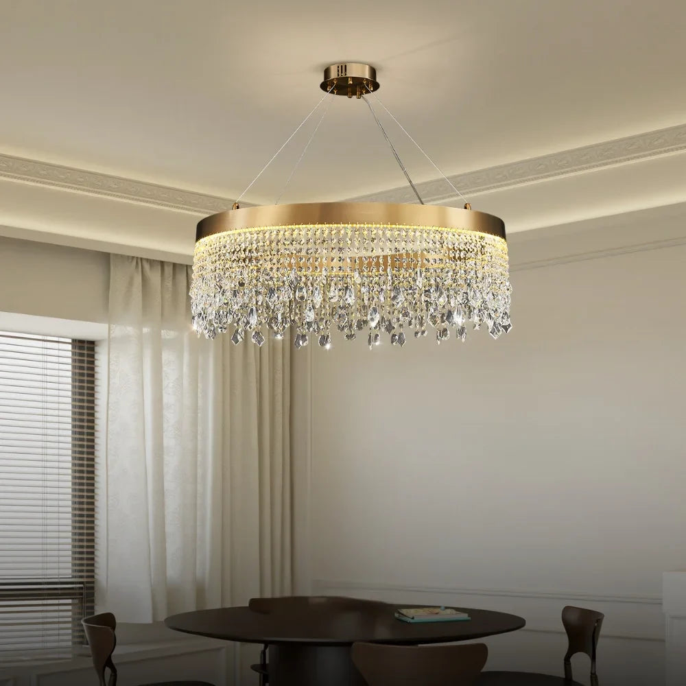 Zara Gold Crystal Chandelier for Living Room & Dining Room-Crystal Chandelier-Manorlights