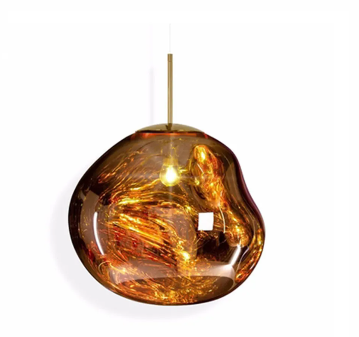 Custom Lava Glass Chandelier – 36" Amber & Smoky Gray