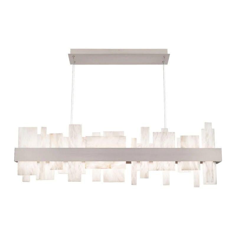 Acropolis 46in LED Linear Alabaster Chandelier - Brushed Nickel-Manorlights