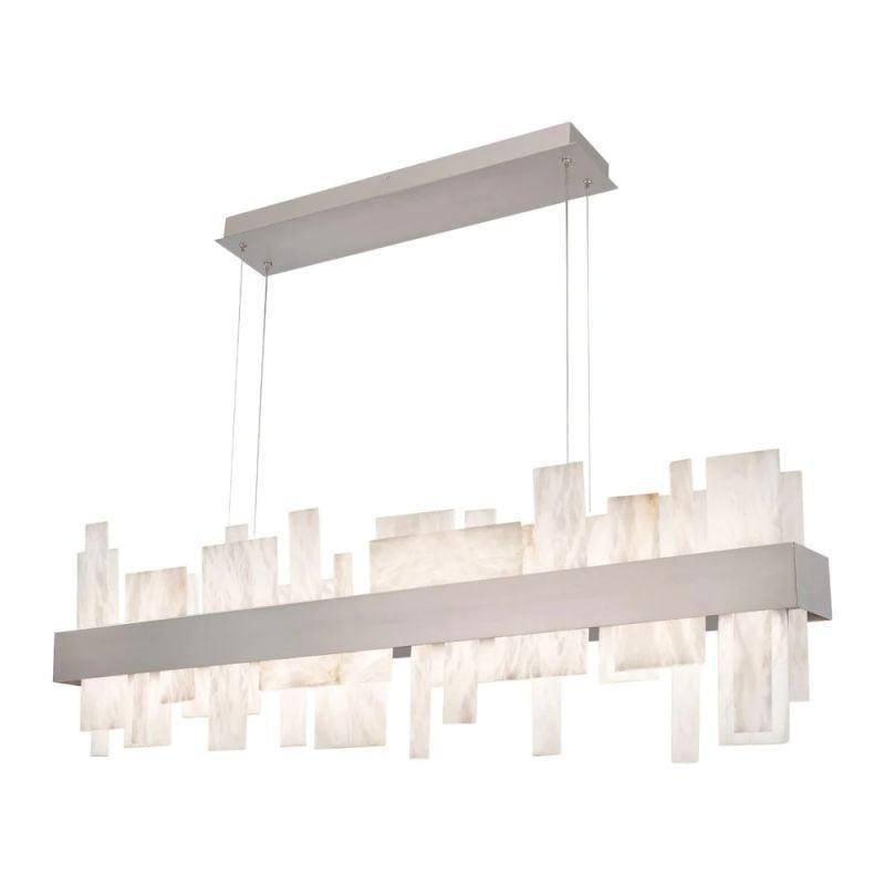 Acropolis 46in LED Linear Alabaster Chandelier - Brushed Nickel-Manorlights