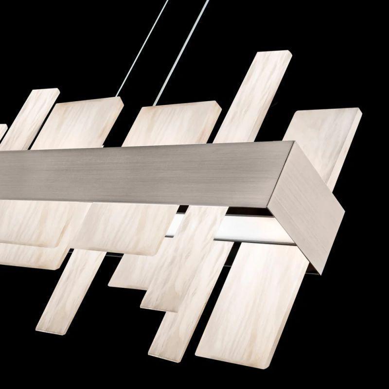 Acropolis 46in LED Linear Alabaster Chandelier - Brushed Nickel-Manorlights