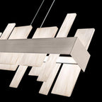 Acropolis 46in LED Linear Alabaster Chandelier - Brushed Nickel-Manorlights