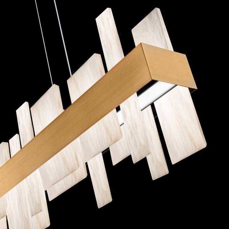 Acropolis 46in LED Linear Alabaster Chandelier - Brass-Manorlights
