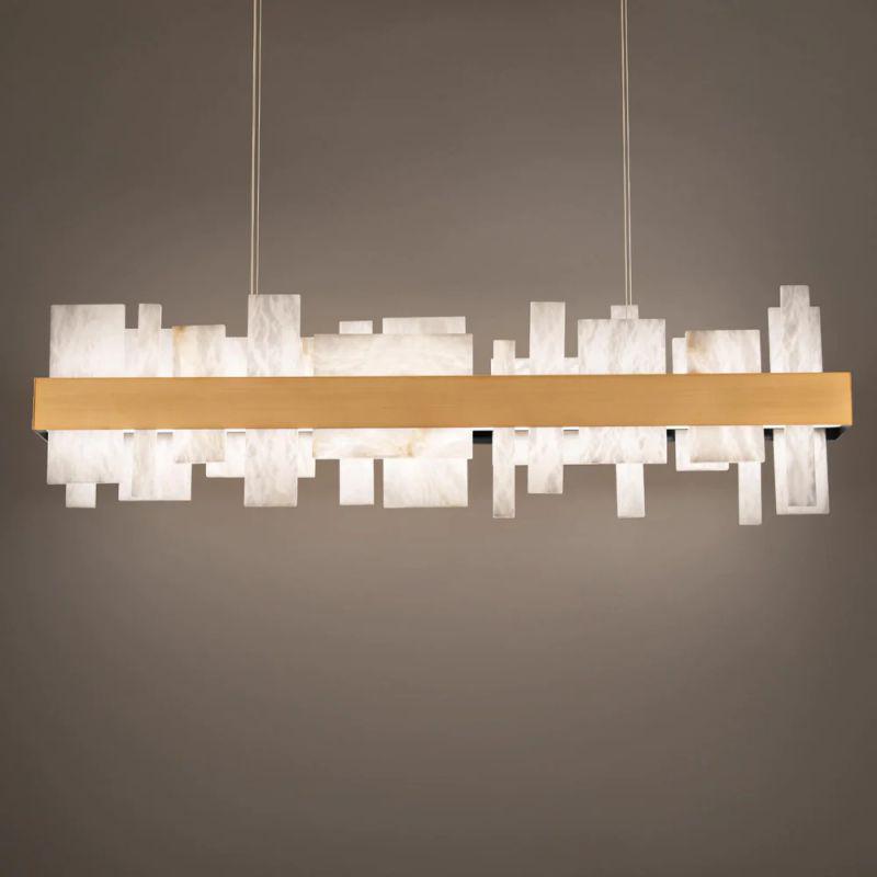 Acropolis 46in LED Linear Alabaster Chandelier - Brass-Manorlights