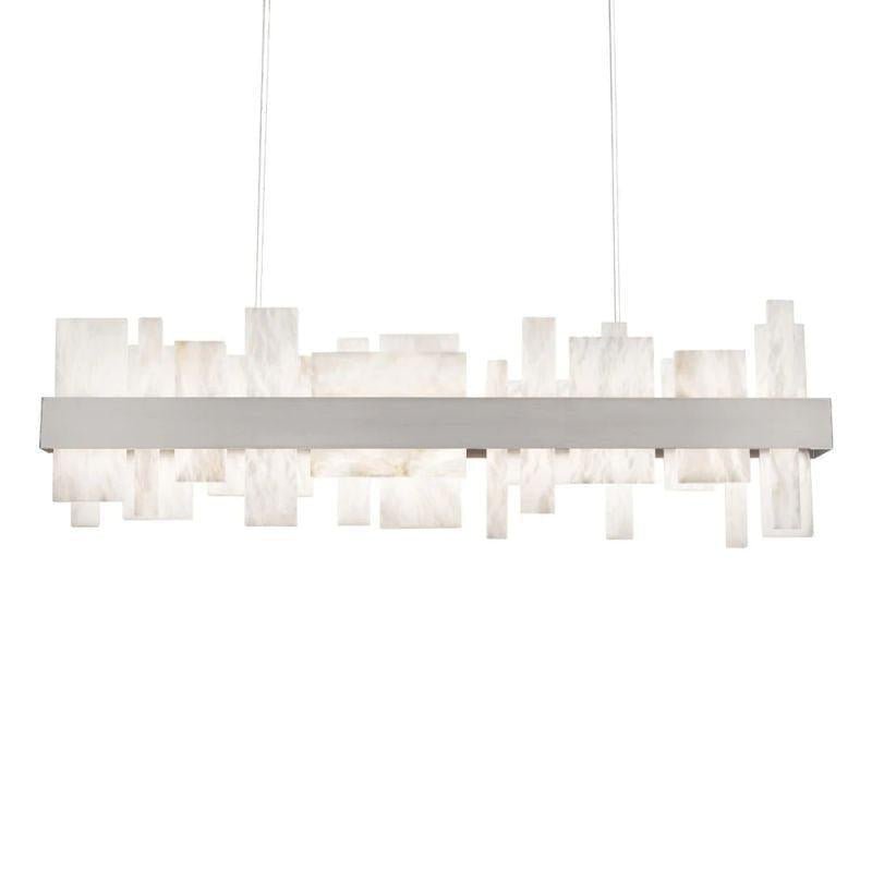 Acropolis 46in LED Linear Alabaster Chandelier - Brushed Nickel-Manorlights