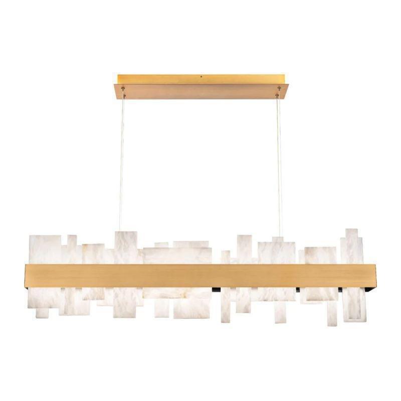 Acropolis 46in LED Linear Alabaster Chandelier - Brass-Manorlights
