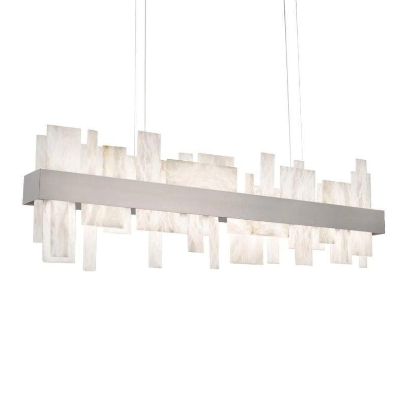 Acropolis 46in LED Linear Alabaster Chandelier - Brushed Nickel-Manorlights