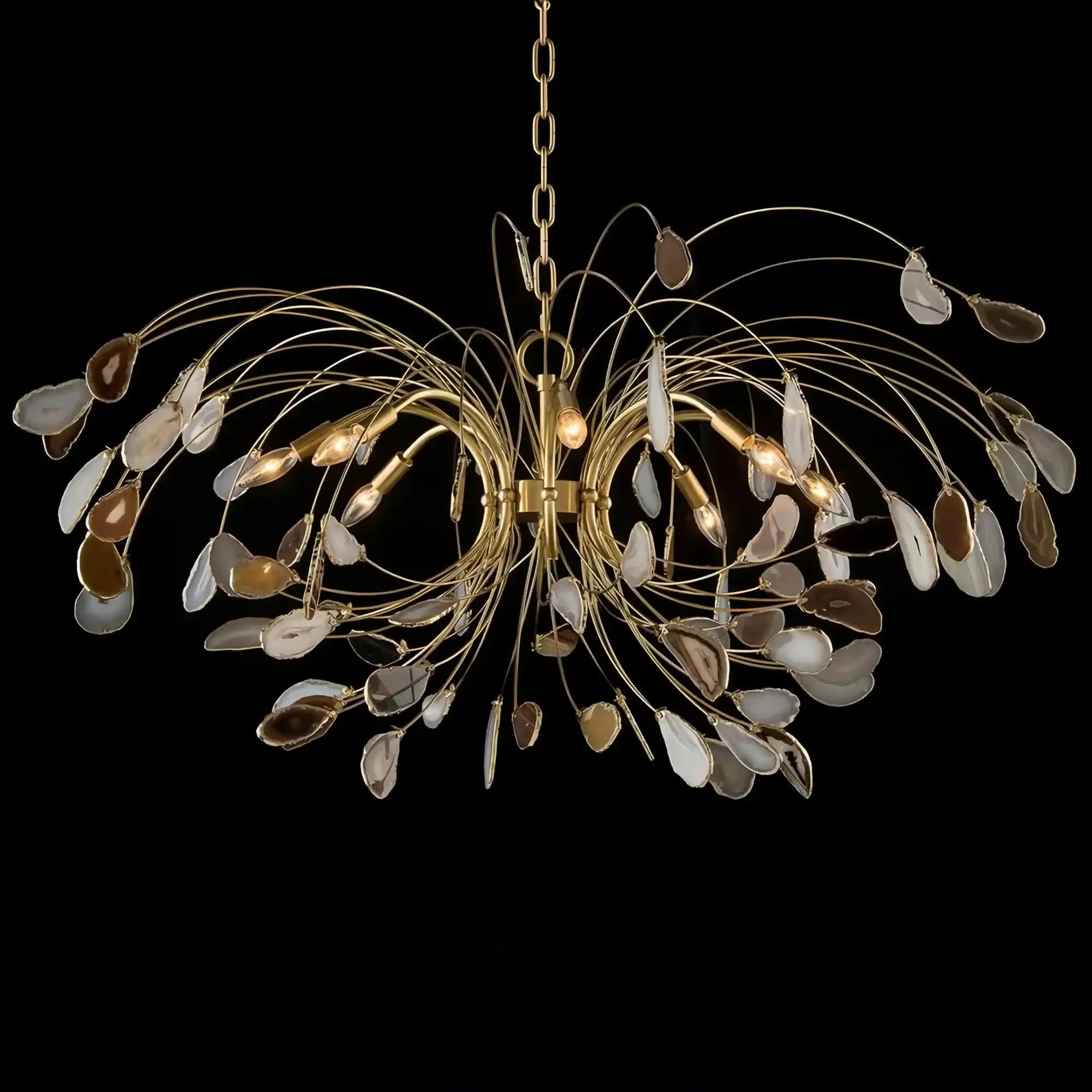 Agate and Brass Eight-Light Chandelier - Manorlights