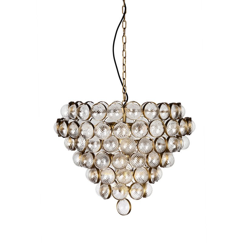 Aged Brass and Textured Glass Bouquet Style Large Chandelier - Manorlights