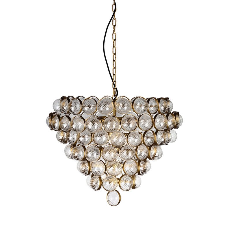 Aged Brass and Textured Glass Bouquet Style Large Chandelier - Manorlights