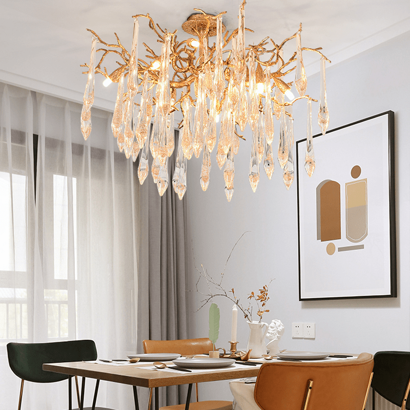 Agnes Brass Branch Crystal Ceiling Light - 31.5" LManorlights