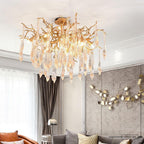 Agnes Brass Branch Crystal Ceiling Light - 31.5" LManorlights