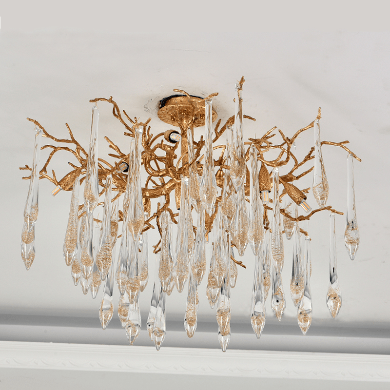 Agnes Brass Branch Crystal Ceiling Light - 31.5" LManorlights