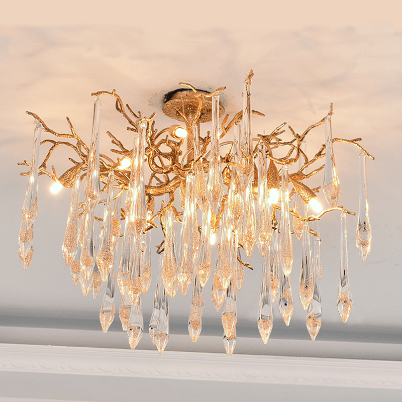 Agnes Brass Branch Crystal Ceiling Light - 31.5" LManorlights