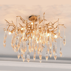 Agnes Brass Branch Crystal Ceiling Light - 31.5" LManorlights